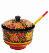 Khokhloma Sugar Bowl with Spoon